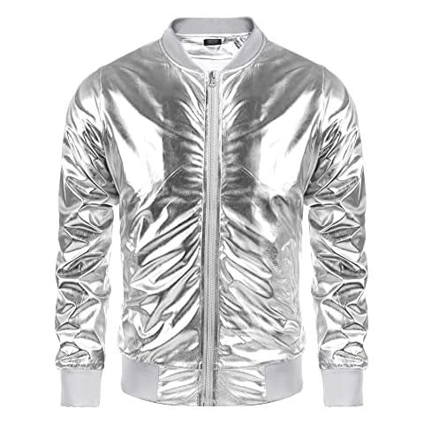 COOFANDY Metallic Slim Fit Bomber Jacket Cover