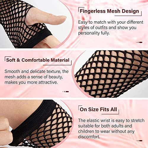 image for Lastclream 80s Fishnet Sleeves for Women Cosplay Costume Party Accesso