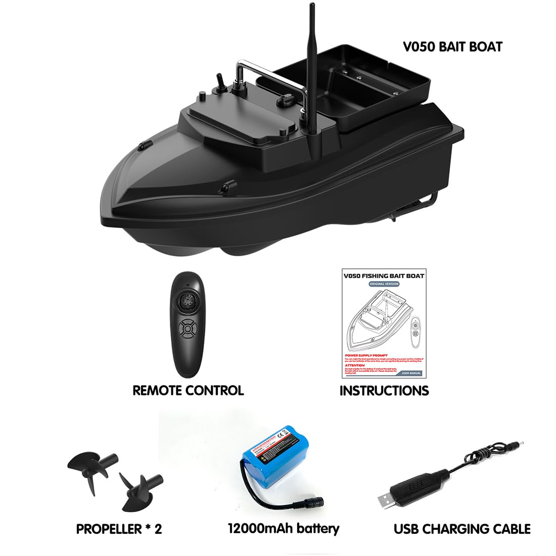 Barco de cebo RC para pesca de carpa, distancia de control remoto de 500 m con tolvas de cebo y luces, juguetes ideales y regalos para adultos