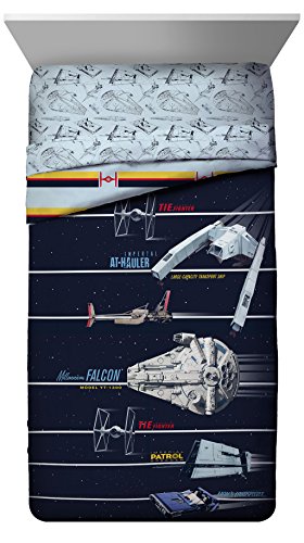 STAR WARS Han Solo Vehicle Stripe Twin Comforter - Super Soft Kids Reversible Bedding Features Millenium Falcon - Fade Resistant Polyester Microfiber Fill (Official Product)