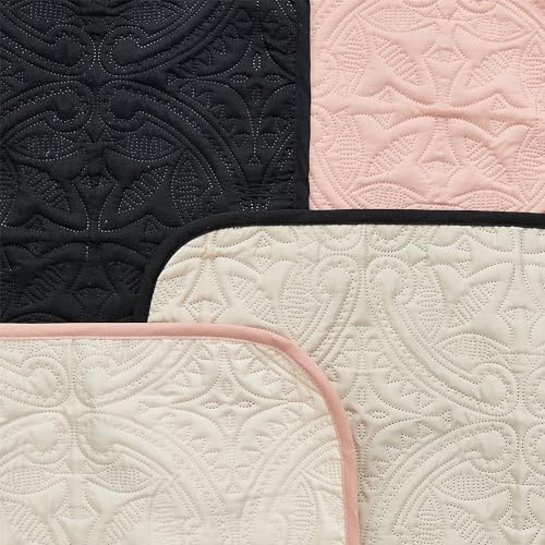 Image of Great Bay Home Reversible Chair Cover - Washable Slipcover Furniture Protector with Elastic Straps - Perfect for Kids & Pets - Quilted & Stitched Detail (Black /Taupe)