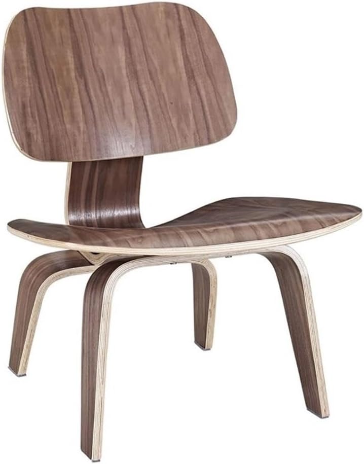 Hawthorne Collections 15" Seat Height Modern Plywood Accent Chair with Rubber Foot Pads, Sturdy Construction, in Walnut Finish