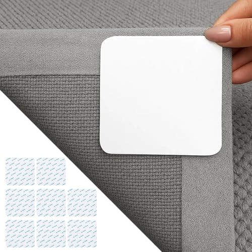 8 Stück rutschfeste Pads, Anti Rutsch Teppichunterlage, Teppich Küche, antirutsch, Teppich Stopper rutschfest, 10x10 cm Weiße Antirutsch Unterlage für Sicheren Halt
