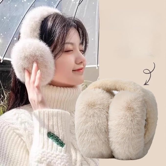 Image of Girl Winter Earmuffs Outdoor Wear Soft Faux Fur Plush Ear Warmer Minnie Design Windproof Woolen Warm Ear Muff Men & Women (Freesize)