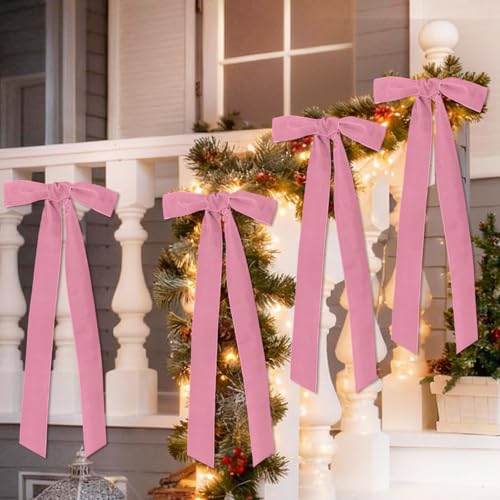 Image of Tsorode 10 Yards Pink Velvet Ribbon for Christmas Tree,2 Inch