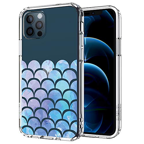 MOSNOVO Mermaid Tail Pattern Designed for iPhone 12 Case 6.1 Inch/Designed for iPhone 12 Pro Case 6.1 Inch - Clear