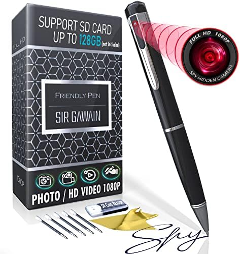 SIRGAWAIN Hidden Spy Camera Pen 1080p - Nanny Camera Spy Pen Full HD Loop Recording or Picture Taking - Wireless Hidden Security Cam with Wide Angle Lens, Discrete Rechargeable