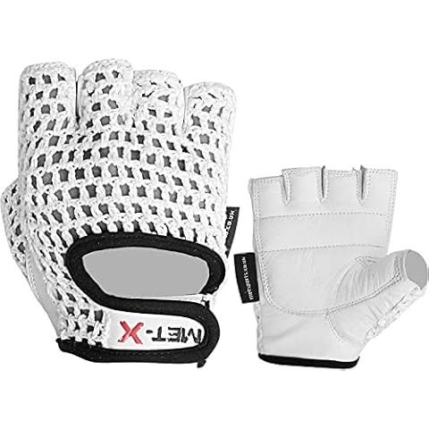 Leather Mesh Weight Training Gym Gloves Leather Bodybuilding Fitness Gym Gloves White Mesh (LARGE) Cover