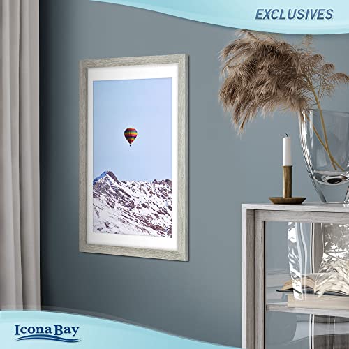 Icona Bay 11X17 Alder Gray Picture Frame With Mat To 9X14 Image, Sturdy Wood Composite Poster Frame, Wall Mount Only, Modern Style Frames, Exclusives Collection #TOP6