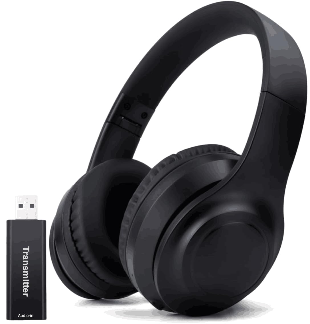 Casque TV Bluetooth Pliable avec Annulation Active du Bruit, Microphone, Audio Hi-Fi et Basses Profondes - Over-Ear Sans Fil pour Adultes et Personnes Âgées