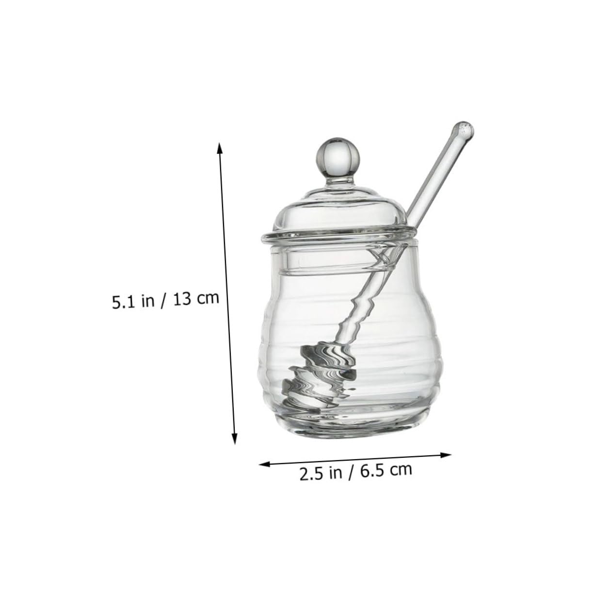 Unomor Honey Bee Pot Glass Storage Jar with Dipper Food Containers for Honey and Other Liquids Lidded Honey Pot Set