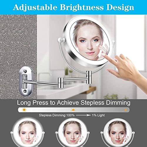 Miroir maquillage mural extensible 10X pour corriger les défauts visuels