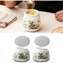 2 Pcs Coddled Egg Cups, Coddle Egg Coddler Cups with Lids, Vintage Ceramic Soft Boiled Eggs Cooker,220ml Porcelain Tableware Breakfast Serving, Retro Table Treasure Chawanmushi Steamed Eggs Dish