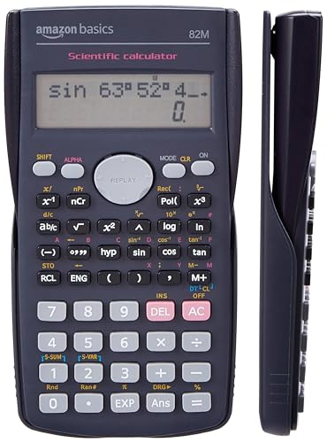 Image of Amazon Basics AB-82MS 240 Functions and 2-Line Display Scientific Calculator | 240 Function Scientific Calculator | 2-Line Large Display, Blue