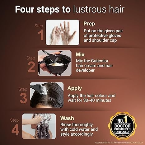 Permanent Hair Color Cream|Suitable for Sensitive Skin|Eco Mechanism to Preserve Scalp Health|No Ammonia|No PPD|Enriched with Portulaca & Boseivela Extract-Dark Brown(60g)
