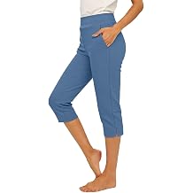 Capri Pants for Women Dressy High Waisted Stretchy Pull On Capris Pant Straight Side Split Comfy Cropped Trousers