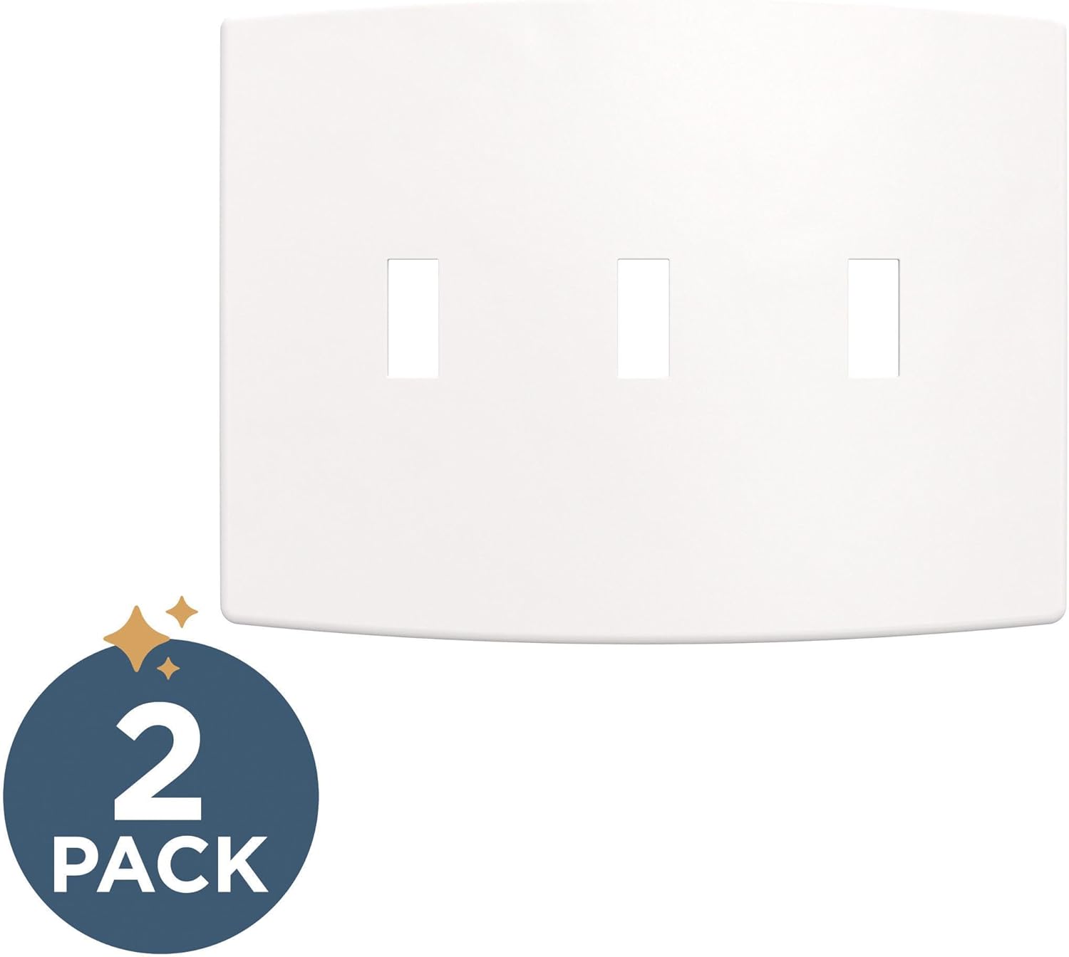 Franklin Brass Soft Modern (2-Pack) Decorative Light Switch Cover Wall Plates Pure White 3-Gang Concealed Mount Screwless Wall Plate Switch/Toggle Plate Guards Electrical Outlet Covers W42473K-PW-CP