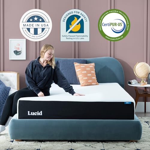 Image of Lucid 12 inch Medium Firm Gel Memory Foam Mattress - Bamboo Charcoal & Cooling Gel - Fiberglass Free - Bed in a Box - CertiPUR-US Certified - Twin Size