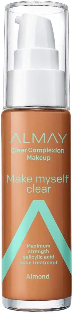 Clear Complexion Makeup, Matte Finish Liquid Foundation with Salicylic Acid, Hypoallergenic, Cruelty Free, -Fragrance Free, Dermatologist Tested, 810 Almond, 1.0 oz