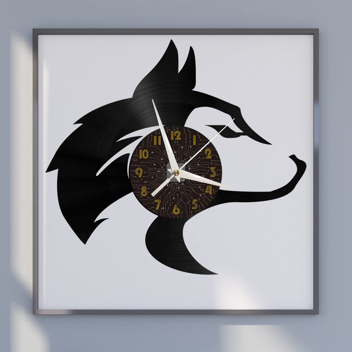 Horloge murale décorative en vinyle Husky de Sibérie silencieuse VCSFR