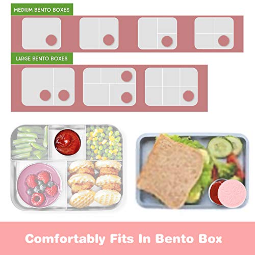 Salad Dressing Containers Set, KARYHOME Small Condiment Containers with Silicone Lids, Leakproof & Reusable for Condiments, Snacks, Dipping Sauce, Stainless Steel, 4x1.6oz, Pink