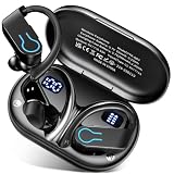 Paekole 2026 Auriculares Inalámbricos Deportivos, Auriculares Bluetooth 6.1 con Gancho, 120H Reproducción Pantalla LED, IPX7 Impermeable, 4 Micrófonos ENC Cancelación de Ruido Cascos Running