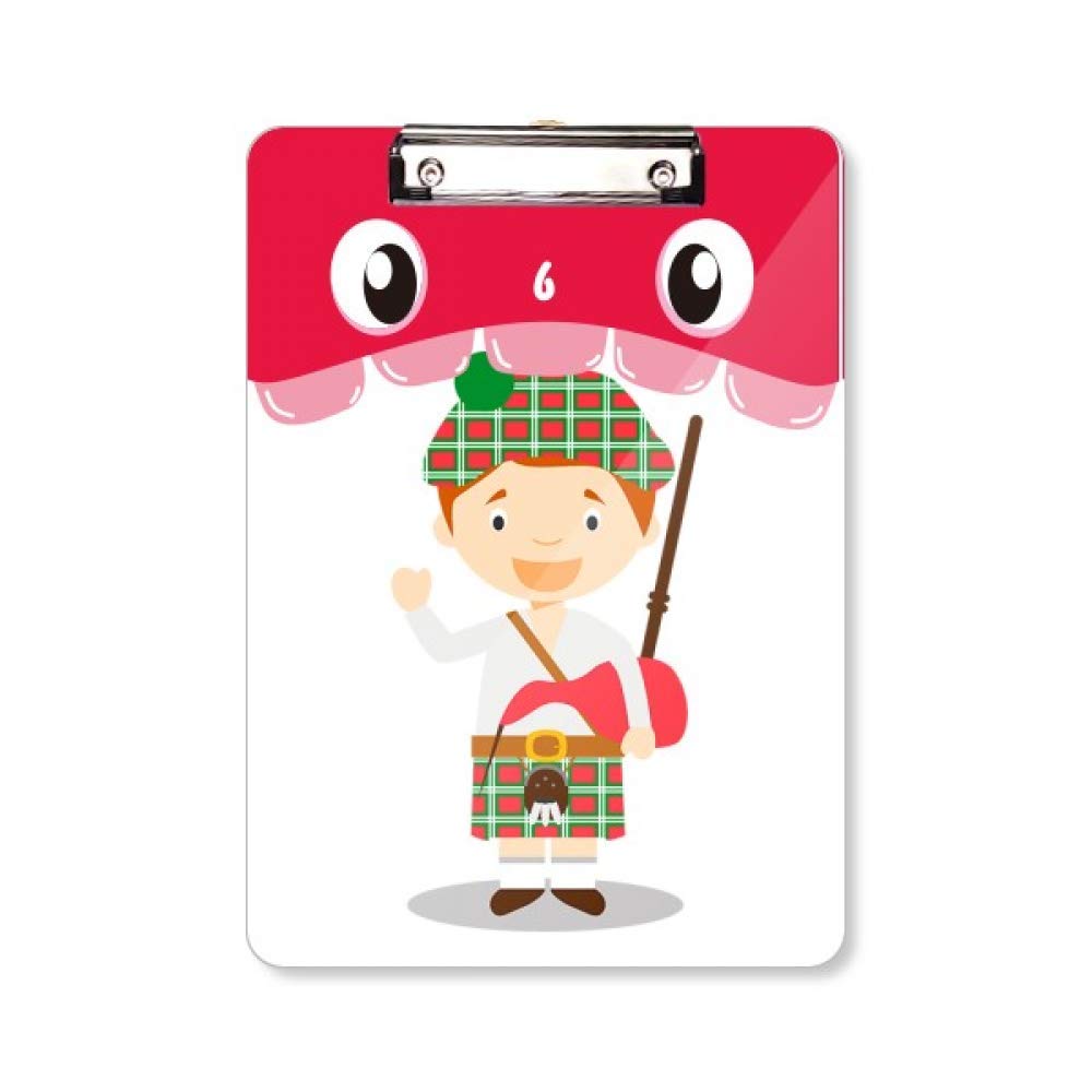 Porte-bloc A4 avec motif de dessin animé écossais rouge et vert