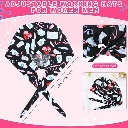 Image of Unittype 4 Pcs Nurse Caps for Women Nursing Working Caps with Button and Sweatband Adjustable Elastic Scrub Hats for Dentist