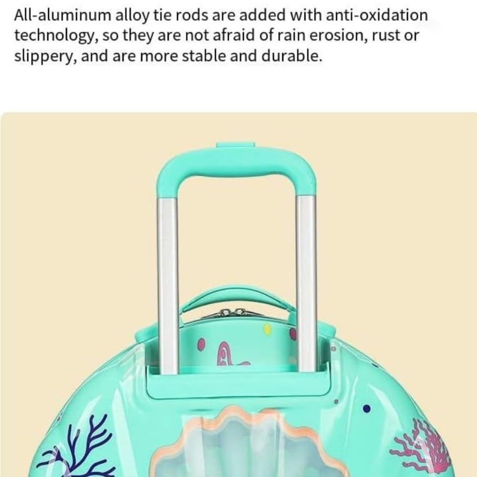 Image of ADSON Children 3D Cute Mermaid Sea Shell Design Pearl Print Kids Trolley Bag Cabin Suitcase for Children Teens 360 Travel Trolley 4 Wheels Child Hardsided Suitcase Boy Girl Luggage (Mermaid Pink)