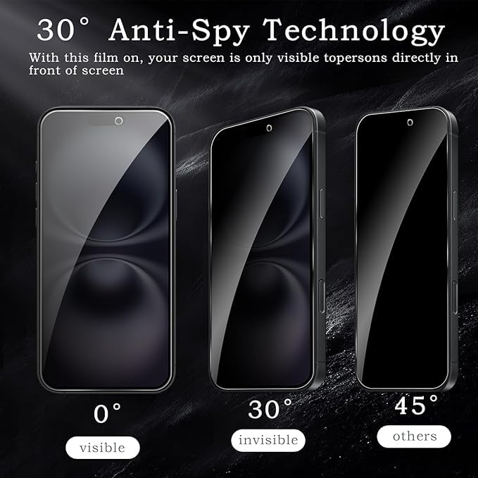 Image of [ 2+2 Pack Privacy Screen Protecor for iPhone 17 Anti-Spy Shatterproof Tempered Glass with Camera Lens Tempered Glass 9H Hardness Bubble Free Anti-Glare Case Friendly