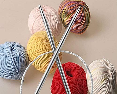Chuangchi 11pcs Professional 80cm Stainless Steel Circular Crochet Knitting Needles in Different Sizes 1.5mm to 5.0mm