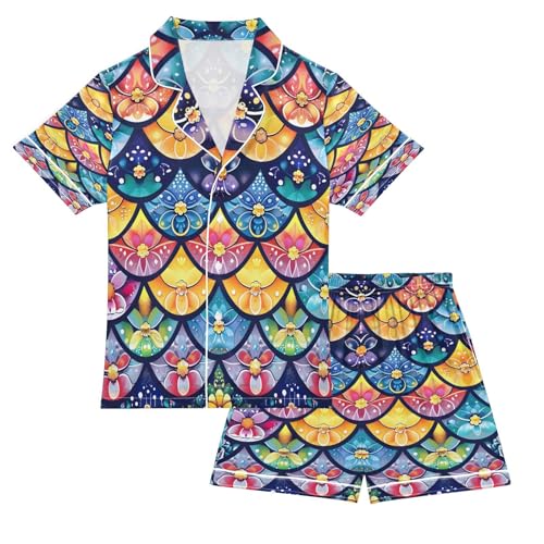 senya Pajama Sets Silky Button Down Nightwear Sleepwear Size 5-14 Years Many Flower Bohemia