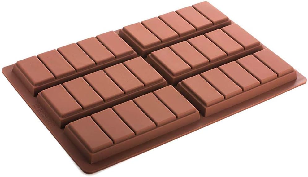 Silicone Chocolate Bar Sweet Moulds Candy Jelly Rectangle Baking Silicon Bakeware Shape Soap Wax Flexible Baking Mould (6 Cell 5 Section)