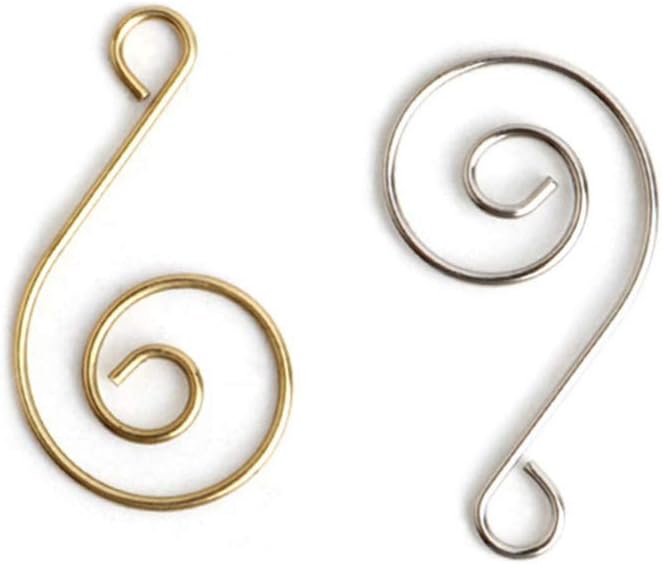 50 Pcs Christmas Wreath Hooks Ornament Hooks Christmas Ornament Hangers Golden S Shaped for Tree