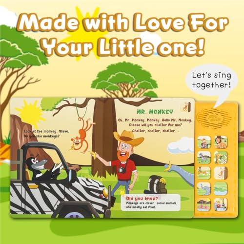 Image of Steve and Maggie Sound Book - Interactive Sing Along Books for Toddlers 10 Button Musical Learning Toys, Talking Books for Kids Educational Gifts for Boys & Girls (Wild Animals)