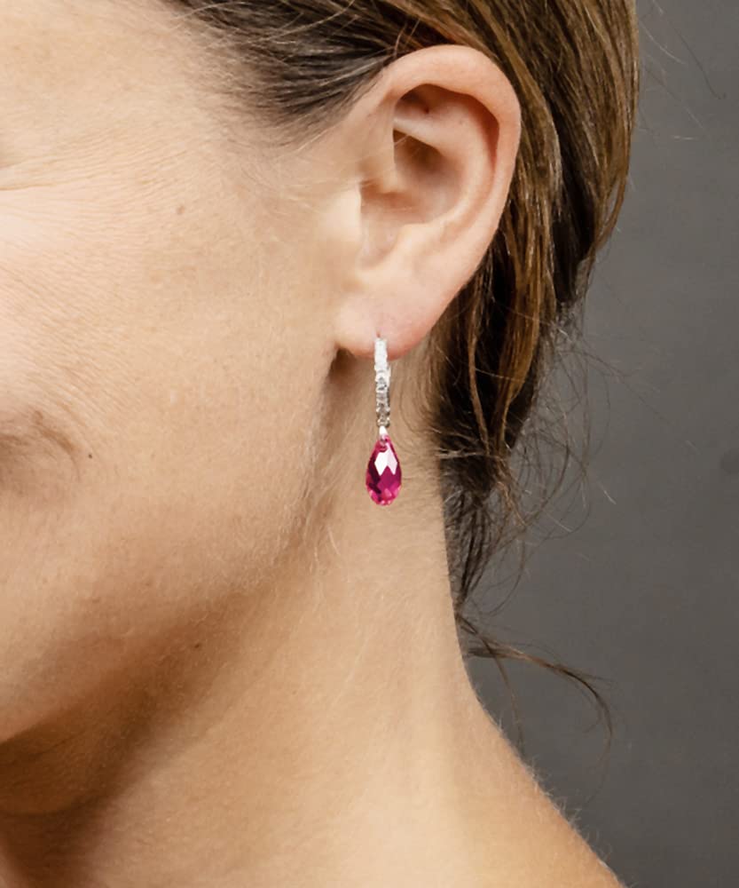 Schöner-SD Orecchini a cerchio con goccia di cristallo in argento 925, Vetro