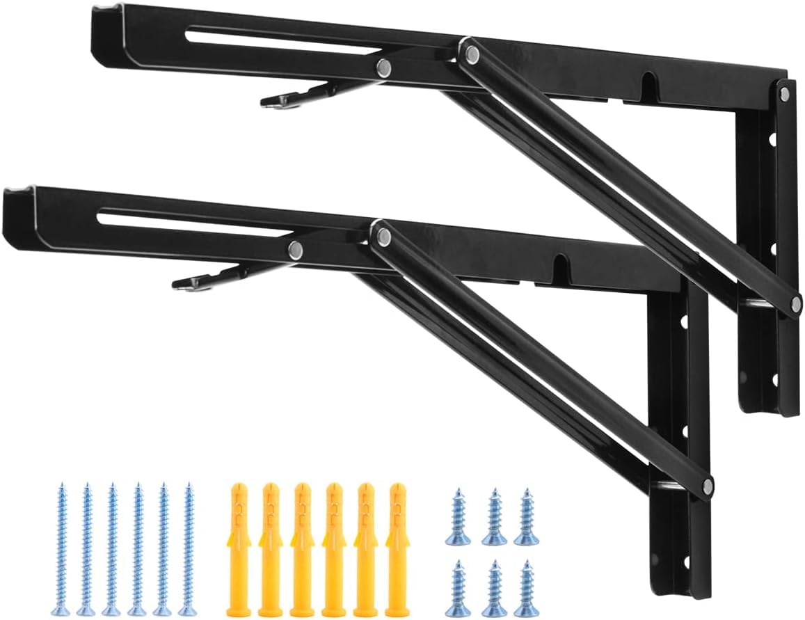 Bzivar Folding Shelf Brackets, Heavy Duty Stainless Steel Collapsible Bracket Wall Mounted DIY Foldable Brackets for Table Desk Workbench Wall Mounted Brackets (48 CM)-image-25