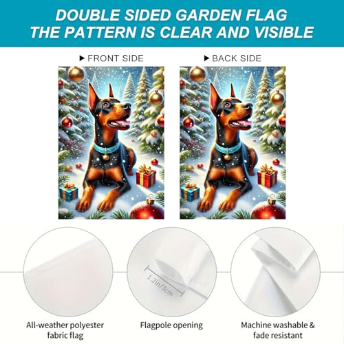 Image of BlissYard Christmas Doberman Dog Garden Flag 12x18 Inch Polyester