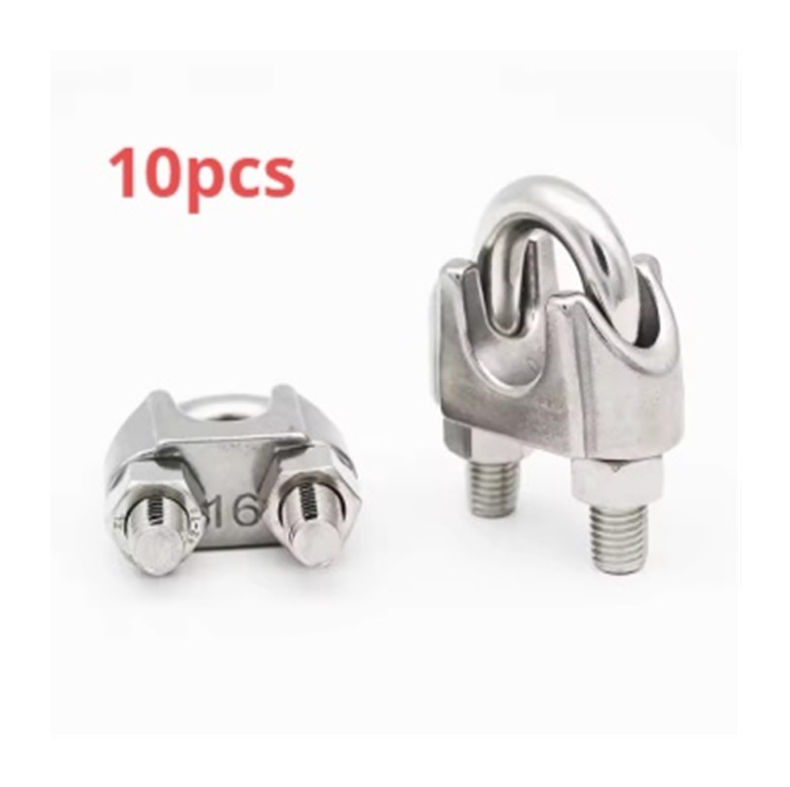 Zacisk do lin stalowych, Zacisk do liny stalowej Śruba U Stal nierdzewna Srebrny M2-M12mm Opakowanie 1 4 10 szt.(10pcs,M10)
