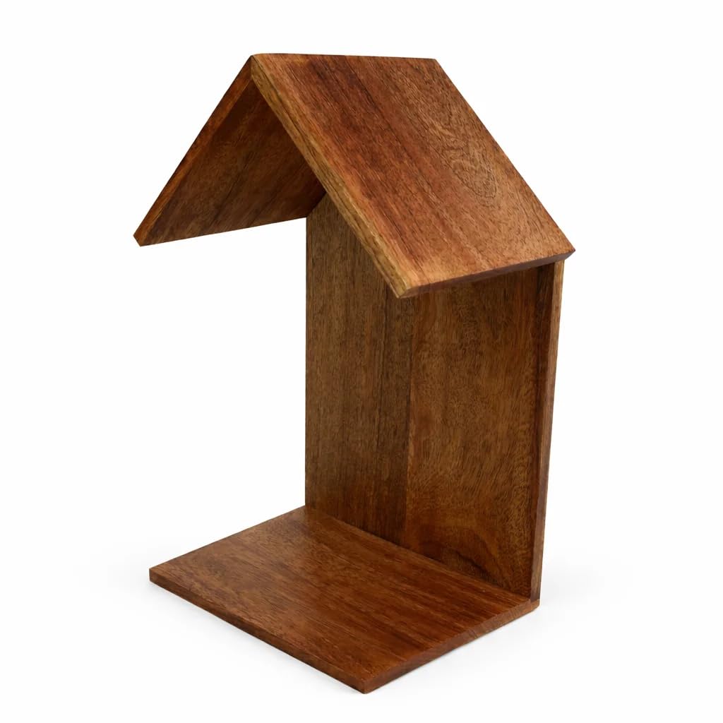 Handcrafted Wooden House Shape Book Organizer Premium Tabletop Book Holder Decorative Bookshelf for Home Office Wooden Desk Organizer for Books Magazines-image-6