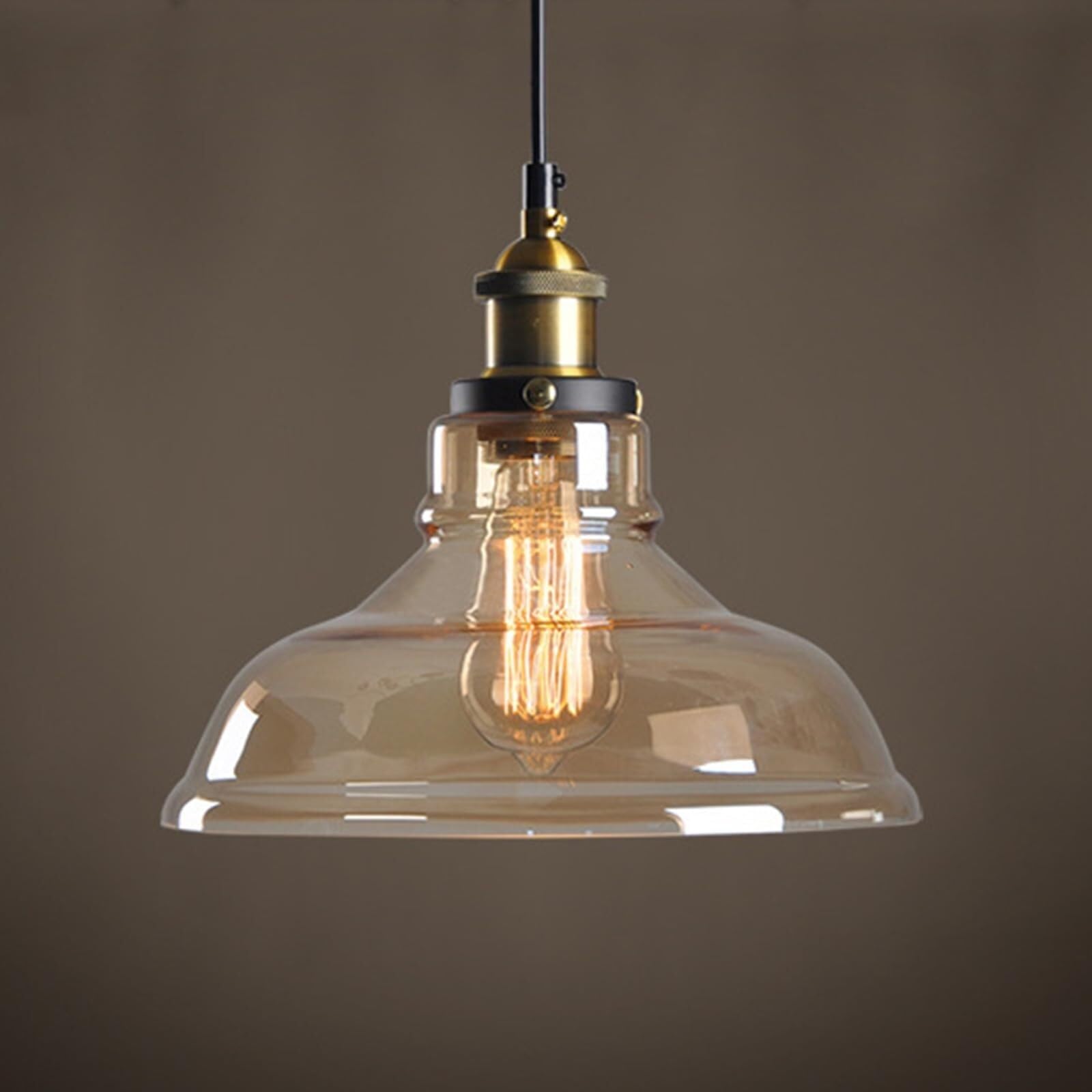 SYAXVOM Vintage Industrial Glass Pendant Lamp E27, Ceiling Chandelier with Shade, Lighting for Bedroom, Living Room, Restaurant and Loft(Modello E- Trasparente)