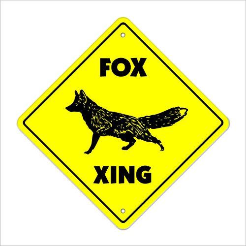 Fox Crossing Sign Zone Xing | Indoor/Outdoor | 12" Tall Plastic Sign animals zoo wolf foxy wife girlfriend sexy fur