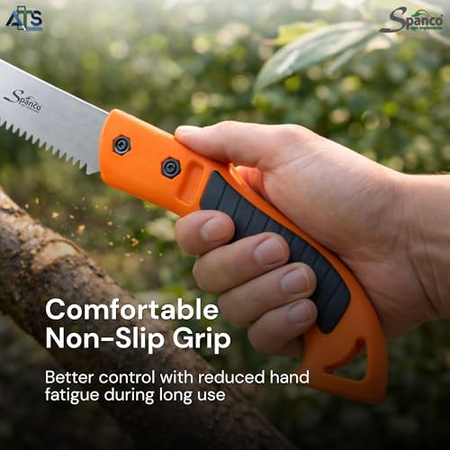 Image of Spanco Pruning Saw with Stainless Steel Double Action Teeth & Soft Fixed Handle | Heavy Duty Saw For Cutting Branches &Trimming | Tools for Lawn & Gardening (SPS-113)
