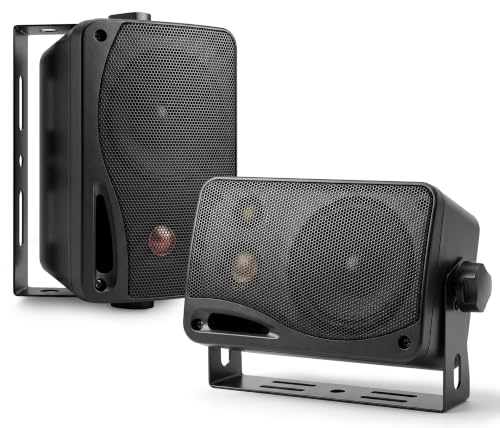 Pyramid 3-Way Indoor Outdoor Speaker System - 3.5 Inch 200W Pair of Mini Box Ceiling Wall Mount...