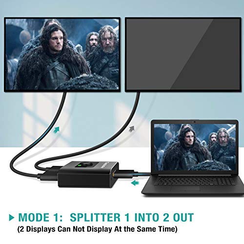 HDMI Switch 4K HDMI Splitter-Techole Aluminum Bi-Directional HDMI Switcher 2 Input 1 Output, HDMI Switch Splitter 2 x 1/1 x 2. No External Power Required, Support 4K 3D HD 1080P for Xbox PS4 Roku HDTV - Thumbnail 4