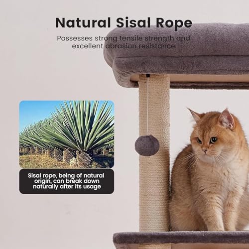 Image of 65in Large Cat Tree Heavy Duty Tower Condo & Sisal Posts for Cats | Heavy board ensures stability; sisal posts meet clawing needs. XL condo for cats' cozy retreat. Ideal for multiple cats