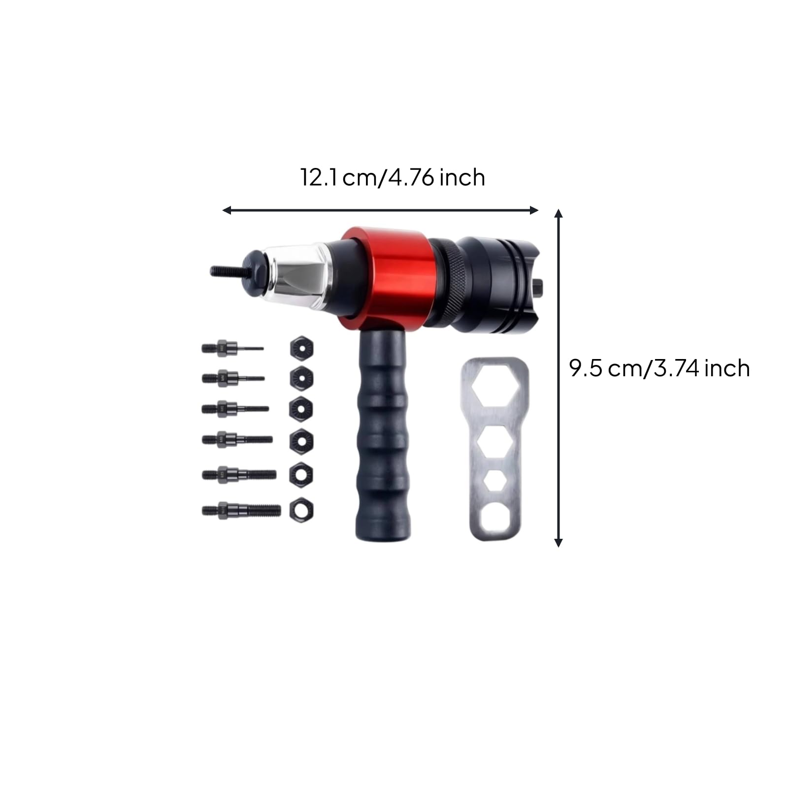 Attrezzo per Rivettatura Elettrica con Trasformazione Del Trapano in Utensile Efficiente con Inserti da 5mm E 10mm con Impugnatura Antiscivolo per
