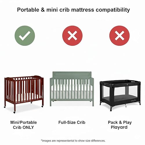 Miniatura 3 de Dream On Me Colchón portátil 2 en 1 transpirable de doble cara para cuna de 3 pulgadas | Funda impermeable | Doble cara | Se adapta a cunas