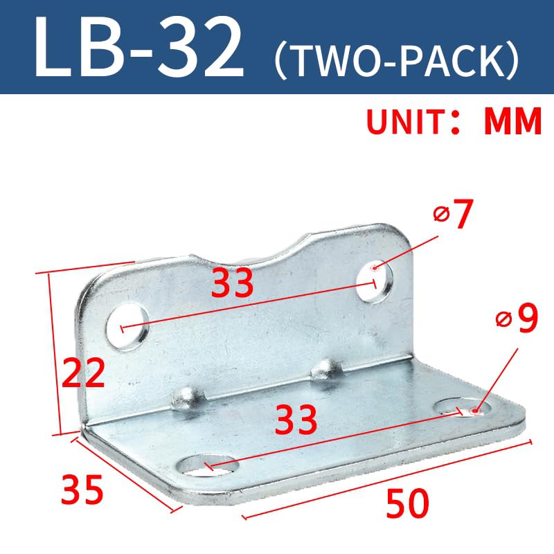 Image of Mounting Bracket for Pneumatic Cylinder, Sturdy Tripod Base for SC Series Cylinders, Fixed Base Mount (LB32)