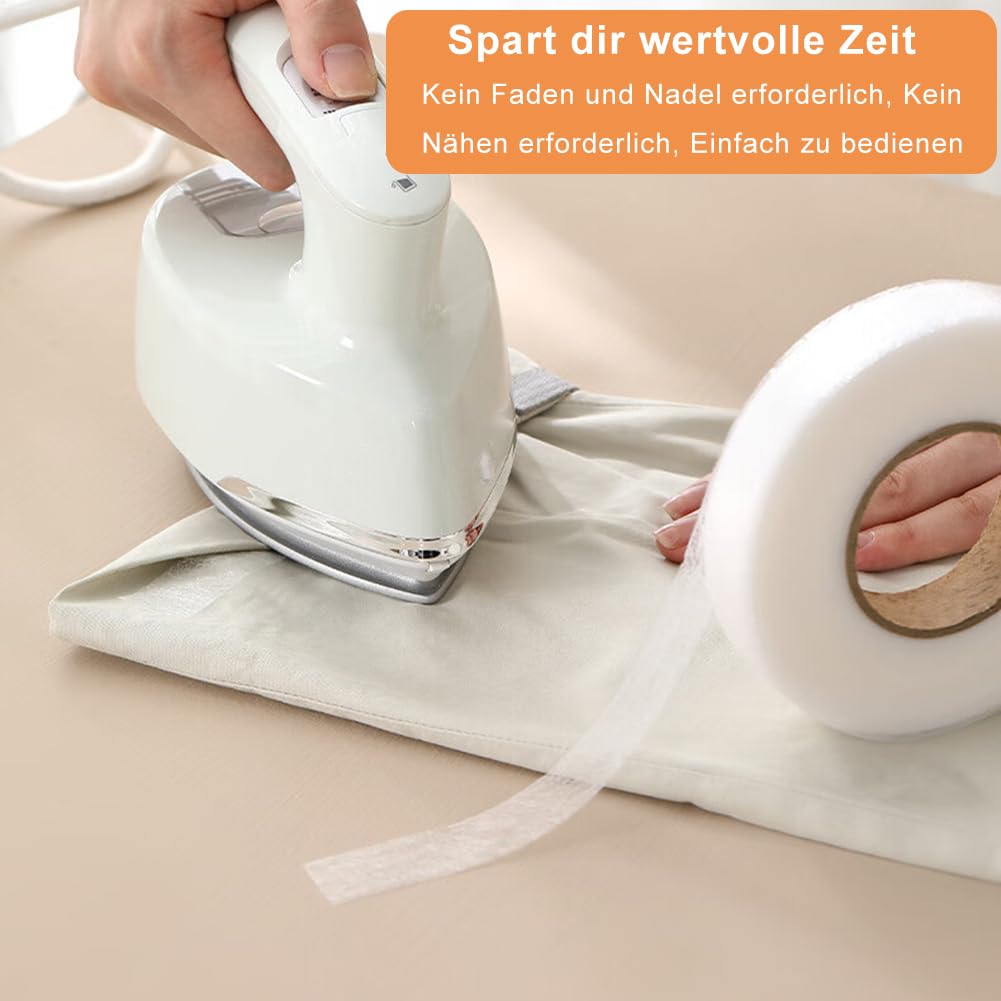 Nastro termoadesivo da applicare con il ferro da stiro, bianco, nero, 25 m, larghezza 60 mm, per riparare tessuti, tende, pantaloni, vestiti, Iron on (50 M-6 cm)